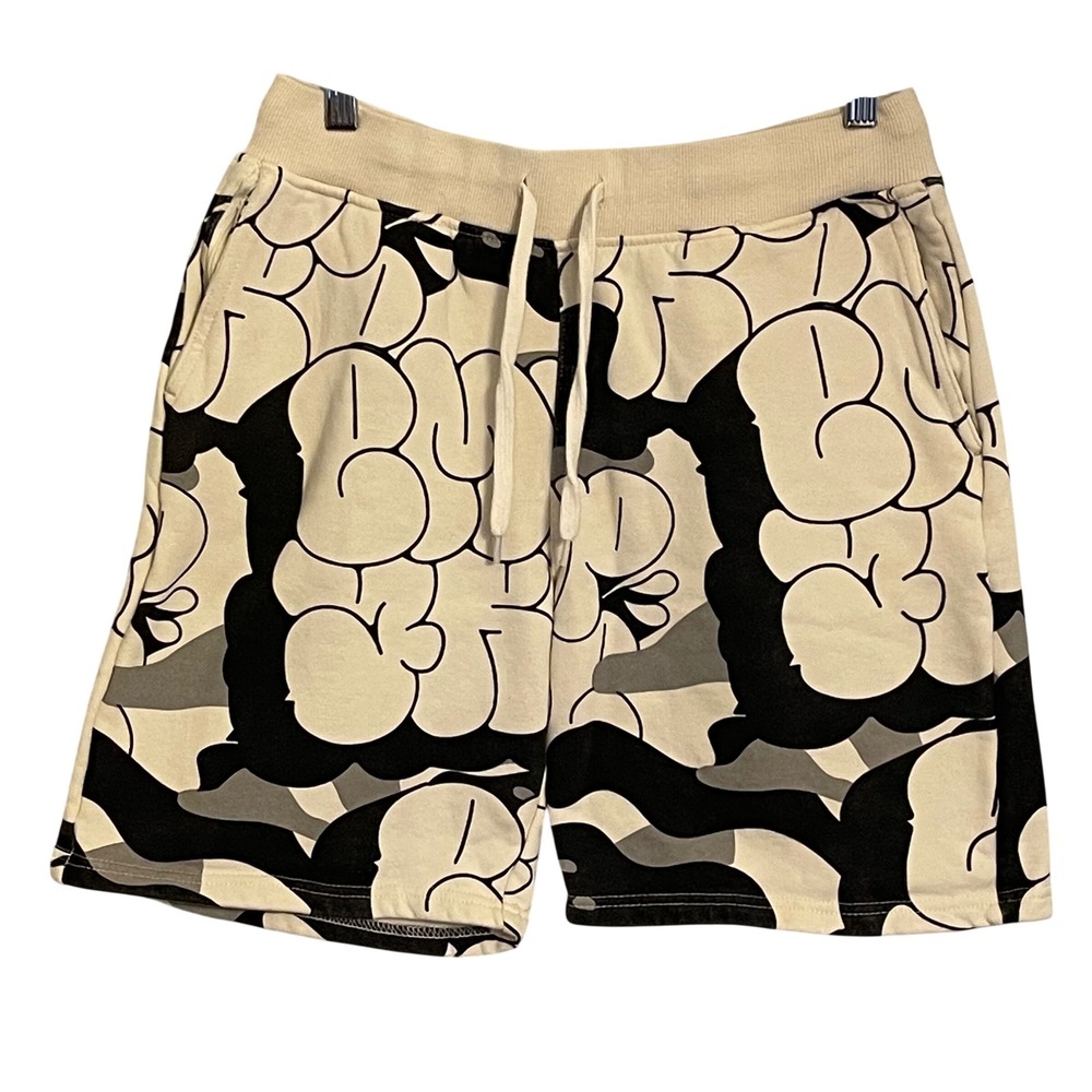 EMPYRE Graffiti Bubble Sweat Shorts Men's Size S‎ Black White